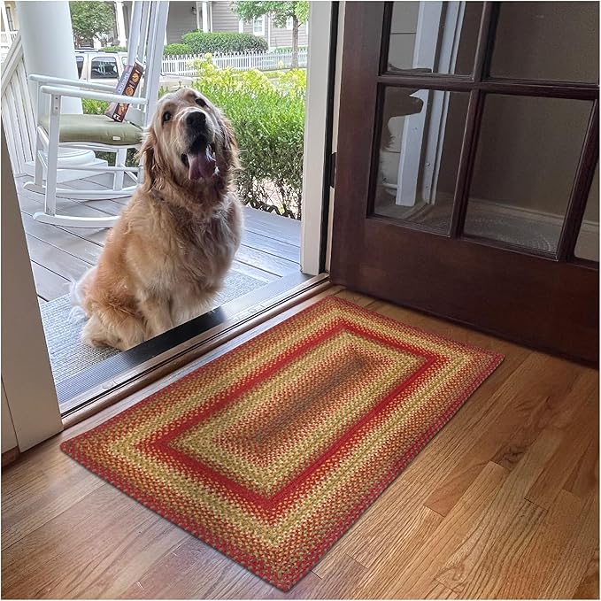 Cider Barn Cranberry Red Jute Braided Rug, 20x30 Rectangle - Perfect Country Rustic Decor for Kitchen, Entryway, Everywhere