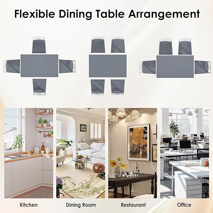 SogesPower Dining Table Set for 4, Wood Rectangular Kitchen Dining Table Set with 4 Chairs, 5-Piece Space-Saving Kitchen Table Set for Dining Room Small Space, Grey+White 43"