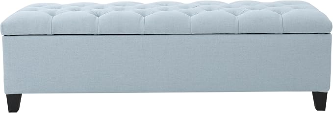Christopher Knight Home Ottilie Fabric Storage Ottoman, Light Sky, Dimensions: 17.50 inches deep x 51.00 inches wide x 17.00 inches high.