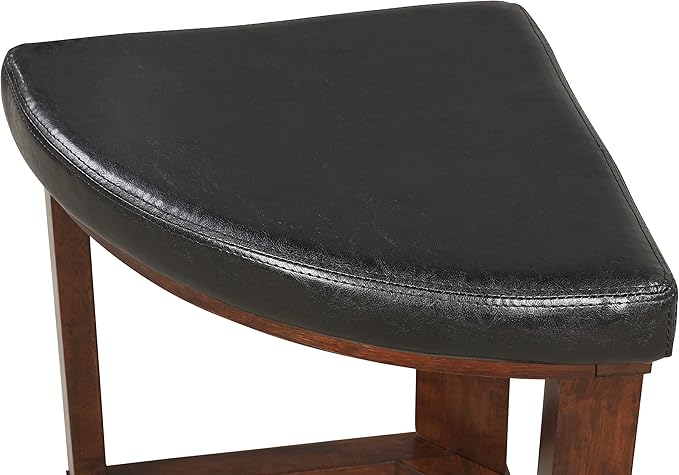 Roundhill Furniture Cylina Solid Wood Glass Top Round Coffee Table with 4 Stools, Espresso