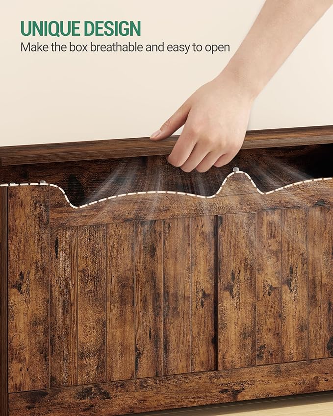 39.4" Storage Chest, Storage Bench Trunk with 2 Safety Hinge, Wooden Box, Lift-Top Chest Organizer, Shoe Bench for Entryway, Bedroom, Living Room, Rustic Brown SB01001X