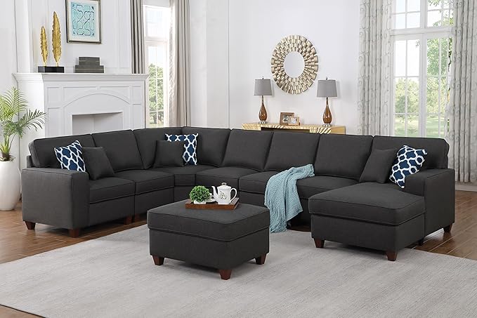Leio Sectional Modular Sofa with Ottoman for Living Room, Apartment, Bedroom, Office, Dorm