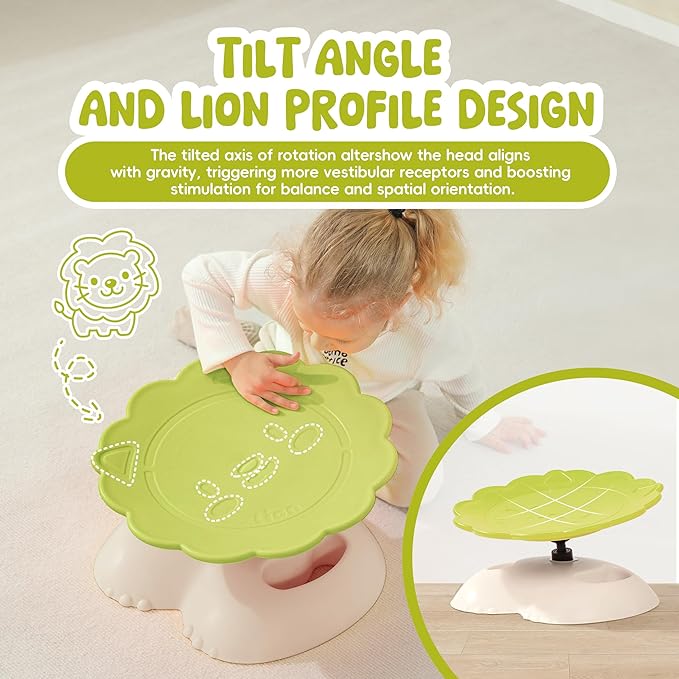 Spinning Chair for Autistic Kids, Autism Sensory Spinning Chairs Sensory Swivel Chair, Sensory Toy for ADHD & Autism 3-6 Years Children, Sit and Spin Training Body Coordination (Green)