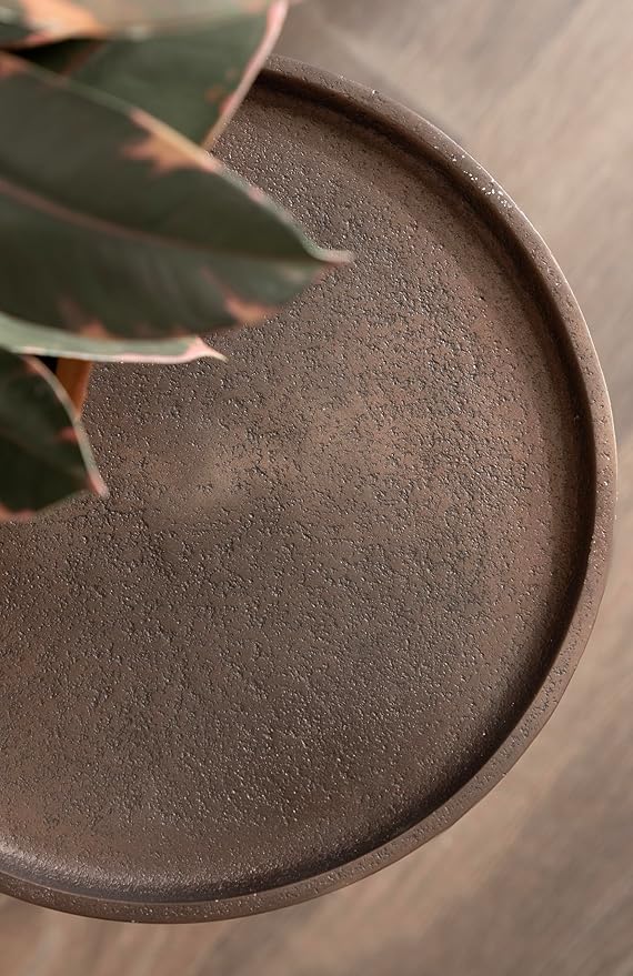 Kate and Laurel Truxton Modern Round Metal Drink Table, 9 x 9 x 22, Bronze, Transitional Cast Aluminum Pedestal Table for Use as Indoor Plant Stand or Living Room Decor
