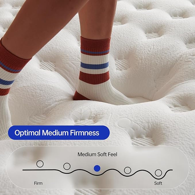Queen Mattress,14 Inch Size Mattresses in a Box,Memory Foam Hybrid Mattress, Individual Pocket Spring for Motion Isolation &Zoned Support & Pressure Relief,Medium Firm (Queen, 14, Inches)
