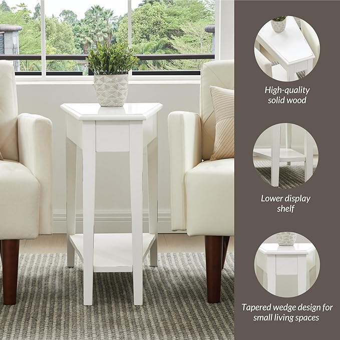 Leick Home Haven Ridge Wedge End Table, Tapered Side Table, Farmhouse White, 214395
