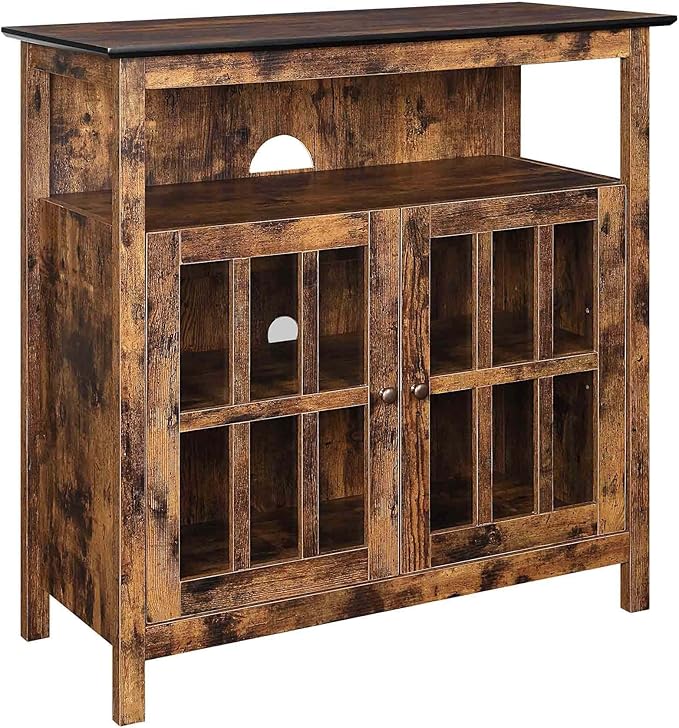 Convenience Concepts Big Sur Highboy Stand 36" Modern Entertainment Center for TVs up to 40", Storage Cabinet for Dining, Living, & Family Room, Console Hall Table with Shelves, unspecified, Barnwood