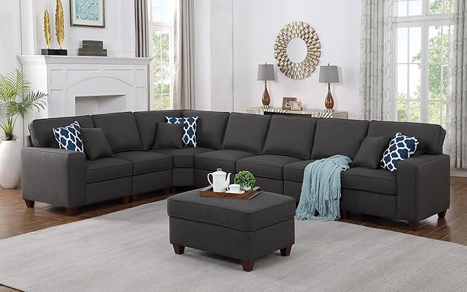 Leio Sectional Modular Sofa with Ottoman for Living Room, Apartment, Bedroom, Office, Dorm