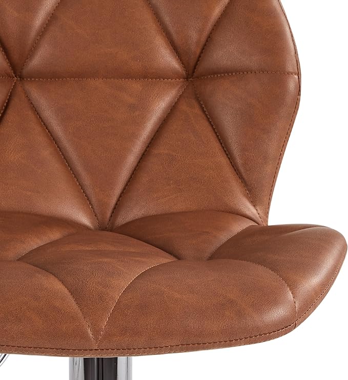 Yaheetech Bar Stools Set of 4, Adjustable PU Leather Swivel Barstools, Modern Counter Stools with Back and Footrest, Counter Height Barstools for Bar, Kitchen, Dining Room, Retro Brown