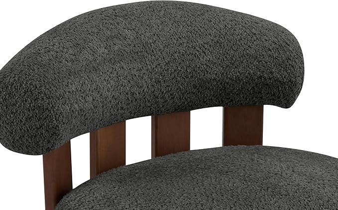 Christopher Knight Home Elvina Boucle Fabric Accent Chair, Solid Wood Single Lounge Sofa, Bedroom Comfy Reading Chair, for Modern Minimalist Style Living Room/Home Office, Dark Gray