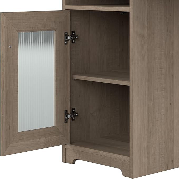 Bush Furniture Cabot L Shaped Desk with Hutch | Corner Desk with Storage for Home Office in Ash Gray | 60W L Shaped Computer Desk