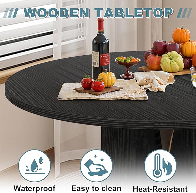 Round Dining Table for 4, 39" Small Dinner Table with Cross Base Round Black Kitchen Tables for Dining Room, Kitchen, Living Room