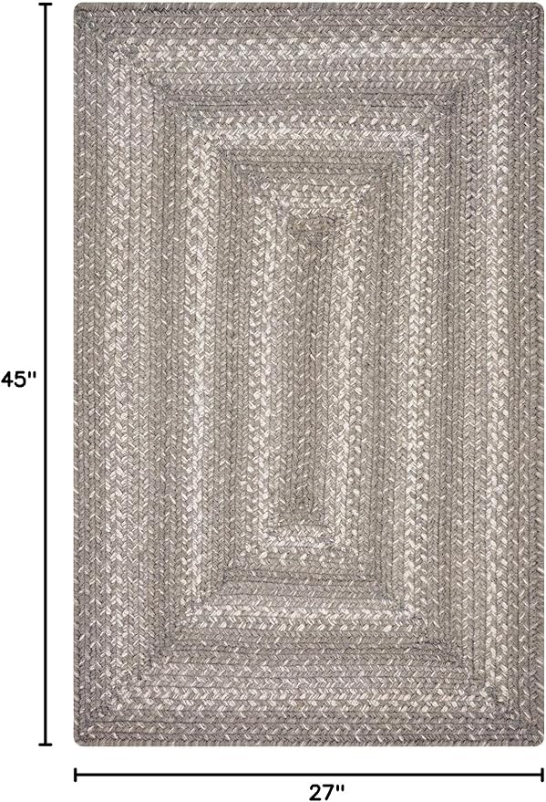 Grey Cloud Small Braided Rug, 27x45 Rectangle - Grey, Handmade with Jute - Warm Farmhouse Decor, Perfect for Kitchens and Entryways - Durable and Easy to Clean