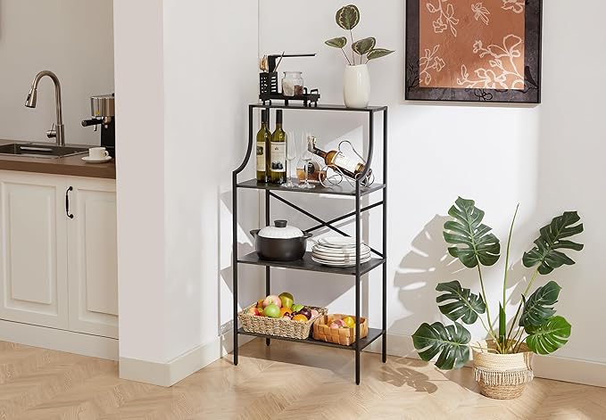 4 Tier Bookshelf, Entryway Standing Shelf Units with Storage, Small Bookcases with Open Shelves, Home Storage Shelving for Bedroom, Study, Living Room, Wood Grey