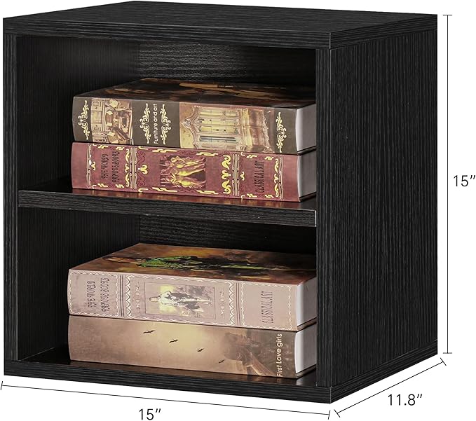 FUSUNBAO DIY Cube Storage Organizer Stackable Cubes for Home Books Clothes Toy -Modular Cubby Storage System-Office Cubical-Bookcase Closet (Black, 1 Layer Cube)