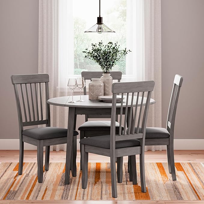 Signature Design by Ashley Shullden Casual Round Dining Small Drop Leaf Table, Seats up to 4, Gray