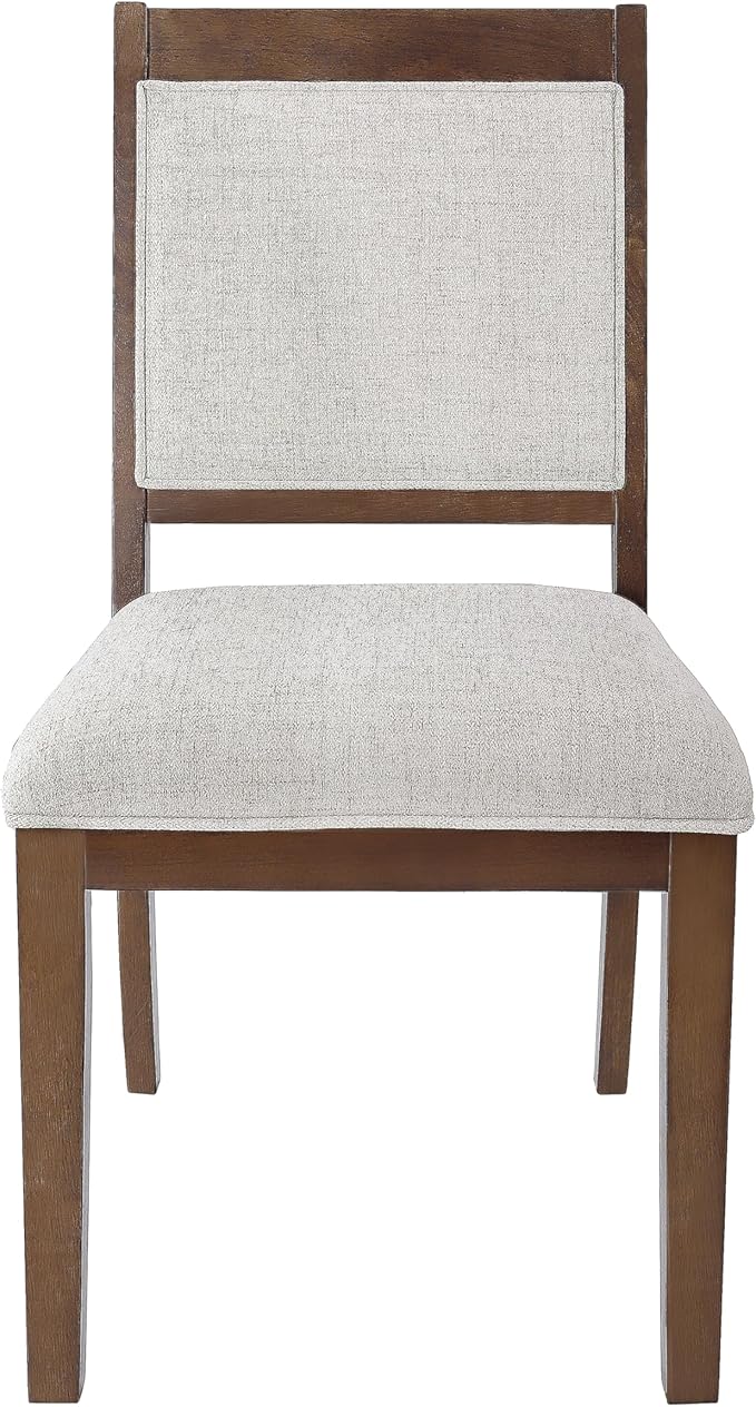 HomePop Open Back Upholstered Wood Frame Dining Chairs -Neutral Textured Solid (Set of 2)