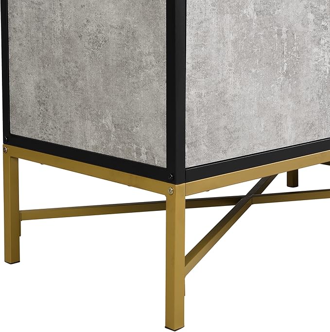 Merax Sideboard Buffet Cabinet with Storage, 4 Door Modern Cupboard w/Cross-Leg Design, Console Table for Kitchen, Dining/Living Room, Grey