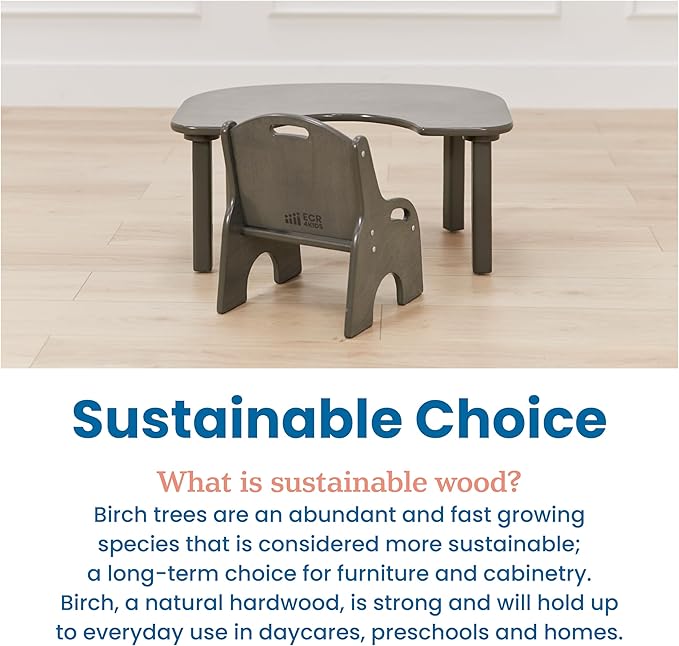 ECR4Kids Little Learner Table and Chair Set, Kids Furniture, Grey Wash