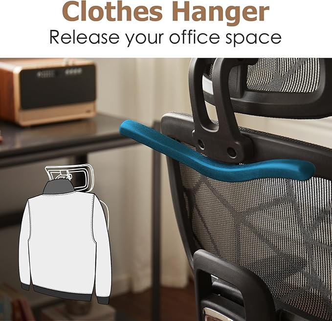 Ergonomic Mesh Office & Gaming Chair with Footrest, High Back Home Office Desk Chair, Comfortable Lumbar Support, 130° Tilt, Adjustable 3D Armrest & 2D Headrest (Black)