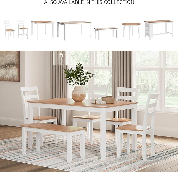 Signature Design by Ashley Gesthaven Solid Wood Frame Dining Chair, Set of 2, White/Natural