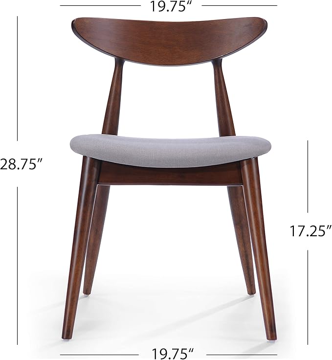 Christopher Knight Home Barron Fabric and Walnut Wood Dining Set, 5-Pcs Set, Light Grey / Walnut