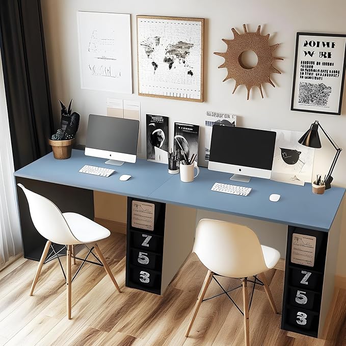 Kaboon 45x20 inch Table Top Universal, Solid One-Piece Desktop, Reversible Melamine Countertop, Double Desks, L-Desk DIY, Grayish Blue