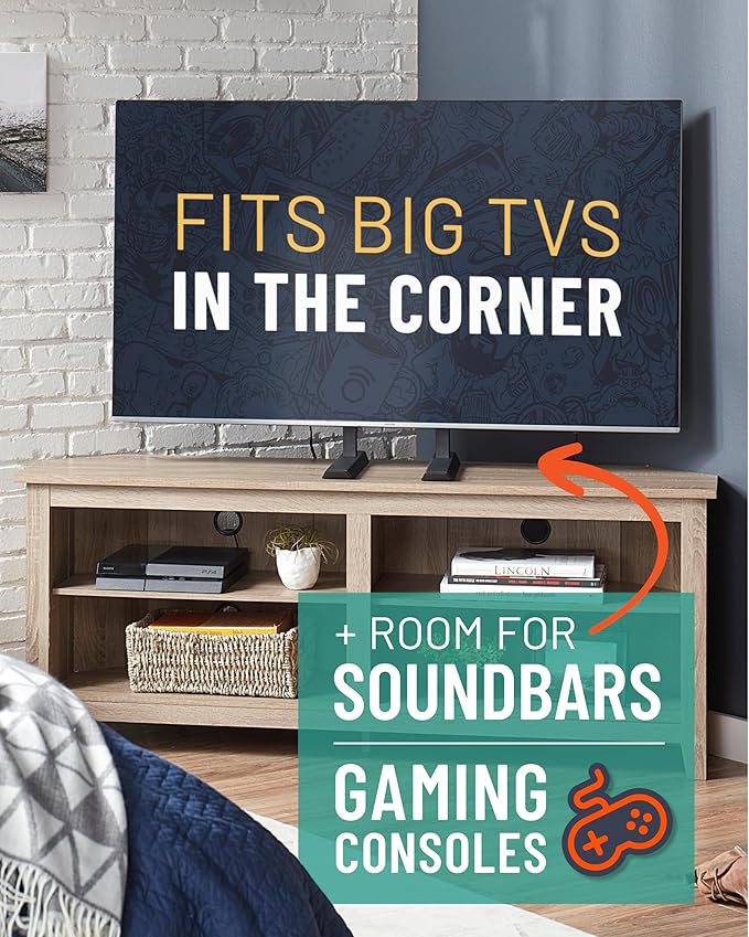 ECHOGEAR Universal Large TV Stand for 49” to 77” TVs up to 100lbs – 8.5” Height Adjustment for Perfect View- Wobble-Free Replacement Stand w/Universal Fit - Flat Design Compatible w/Soundbars