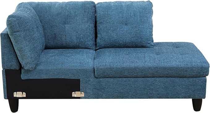 NicBex Sectional Couch 3 Pieces Sofa Set with Left Chaise Flannel L Shaped Cloud Couch for Living Room Furniture Sets with Storage Ottoman, Modular Sofa for Living Room & Apartment, Dark Blue