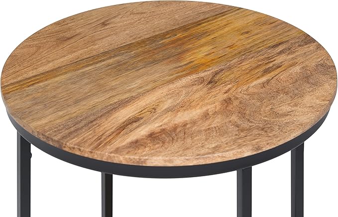 SIMPLIHOME Jenna Industrial 18 inch Wide Metal Round Accent Side Table in Natural for the Living Room and Bedroom