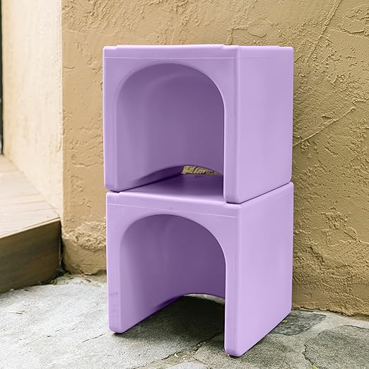 ECR4Kids Tri-Me Table and Cube Chair Set, Multipurpose Furniture, Light Purple, 3-Piece