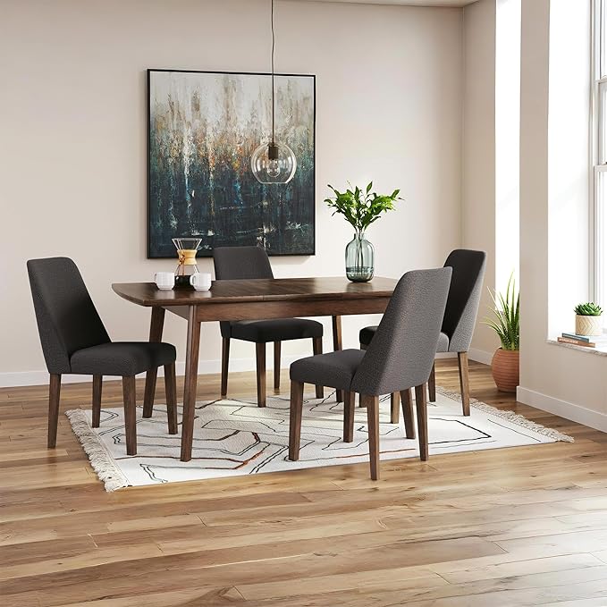 Signature Design by Ashley Lyncott Contemporary Dining Room Upholstered Side Chair with Foam Cushion, Set of 2, Dark Gray & Brown