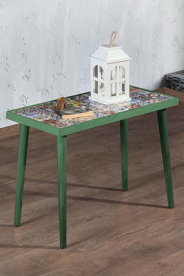 Comfyt Coffee Table, Side Table, End Table, Nightstand Nesting Table Plant Stand Bedside Table Accent Table Home Essentials Wood Tiled Top Rustic Table Ceramic Tiles Mexican Tile Table