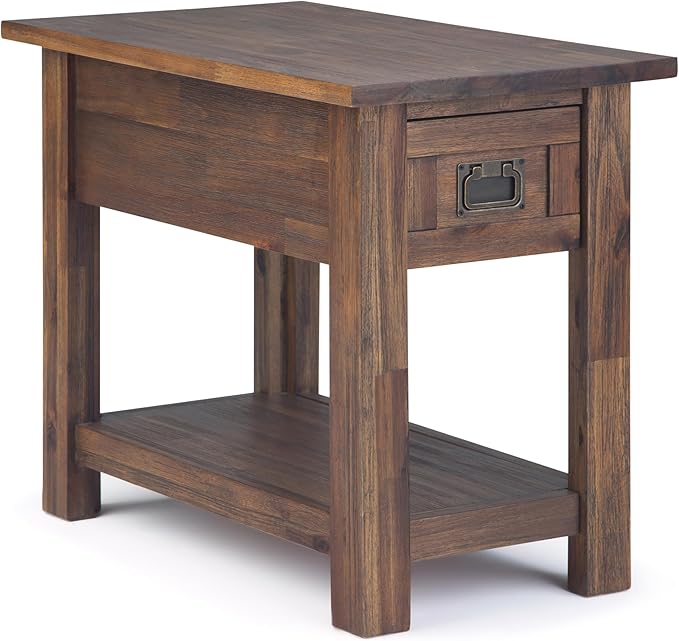 SIMPLIHOME Monroe SOLID ACACIA WOOD 14 inch Wide Rectangle Rustic Narrow Side Table in Distressed Charcoal Brown for the Living Room and Bedroom