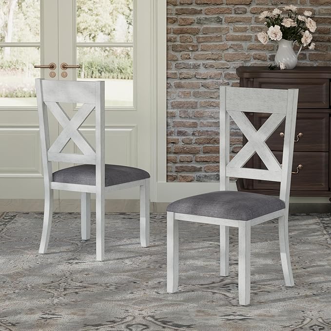Solid Wood Dining Chair Set of 2, Part of Dining Table Set, Mix and Match Table, Chair Sold Separately for Dining Room, Kitchen, Grey