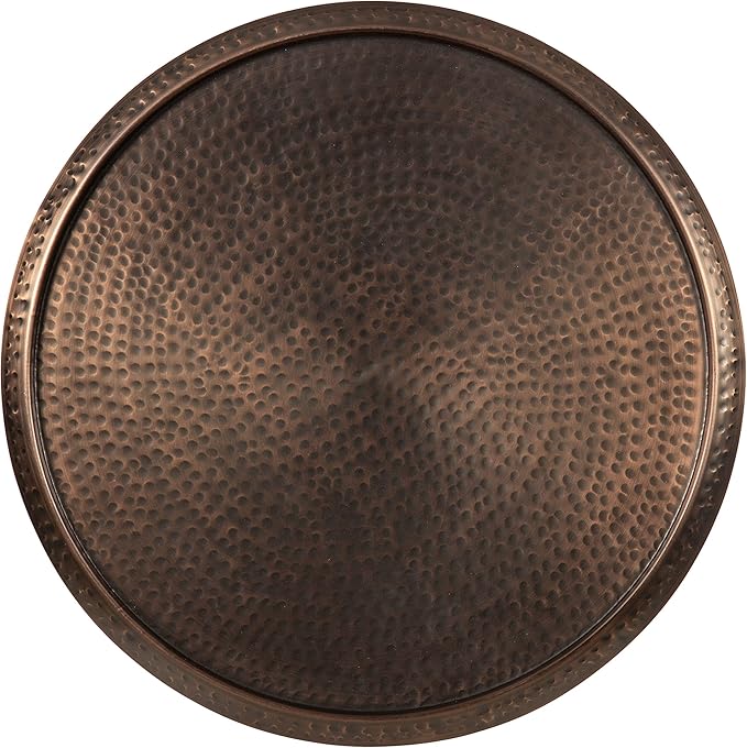 Kate and Laurel Sanzo Modern Pedestal Side Table; 15 x 15 x 24; Bronze; Decorative End Table with Hammered Tabletop for Use as a Bedroom Nightstand or Living Room Accent