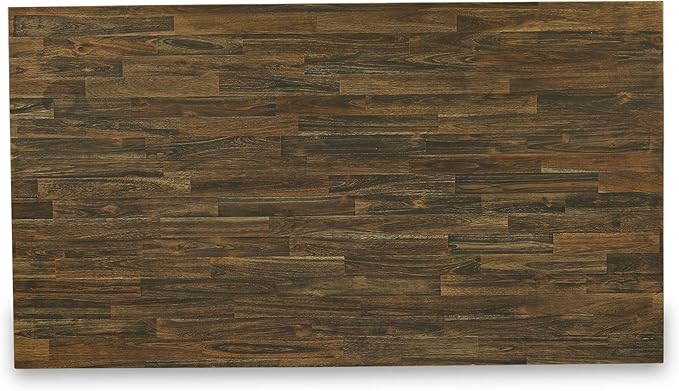 East West Furniture V777FO749-7 7 Piece Modern Dining Table Set Consist of a Rectangle Wooden Table with V-Legs and 6 Black Faux Leather Parsons Dining Chairs, 40x72 Inch, Multi-Color