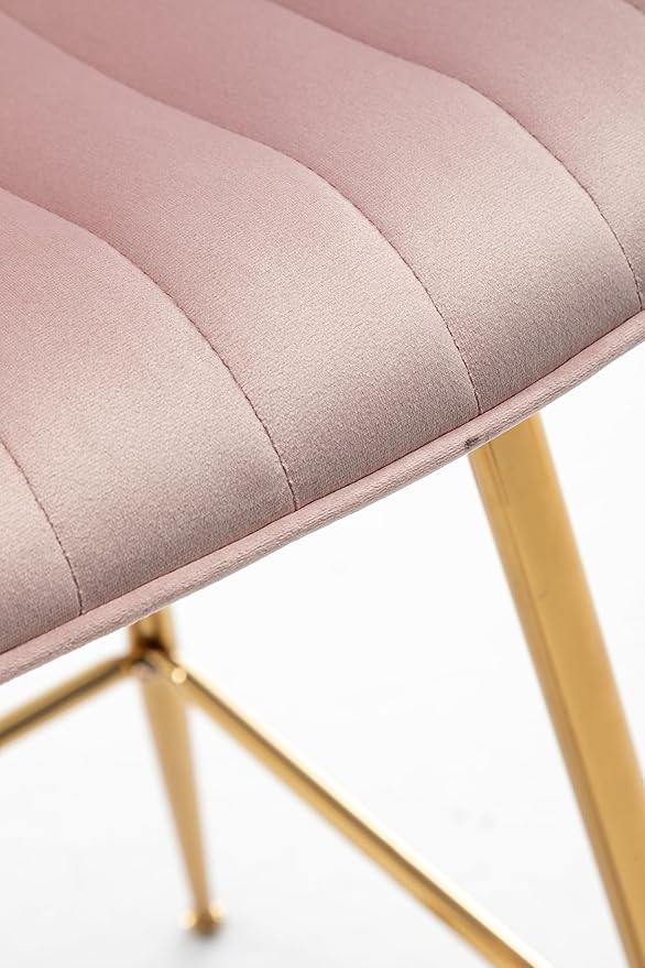Sidanli Pink Bar Stools Set of 2, Velvet Counter Stools with Footrests, 24” Armless Counter Height Chairs for Bar, Kitchen, Living Room