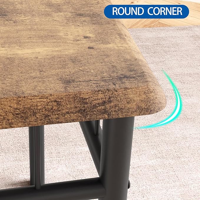 GarveeHome Small Dining Table Set for 2, Square Table and Chairs Set of 2, 3 Piece Kitchen Table Set of 2 with Upholstered Chairs, Dinner Table Set for 2 for Small Spaces, Apartment, Rustic Brown