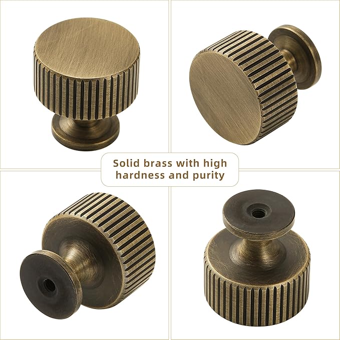 Antique Brass Kitchen Cabinet Knob - Bronze Dresser Drawer Knob 6 Pack, Brass Handles for Bathroom Bedroom Closet Wardrobe,Furniture Hardware pulls