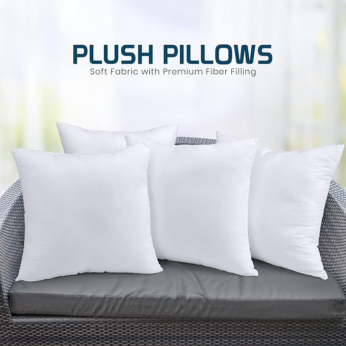 Utopia Bedding Throw Pillows (Set of 4, White), 24 x 24 Inches Pillows for Sofa, Bed and Couch Decorative Stuffer Pillows