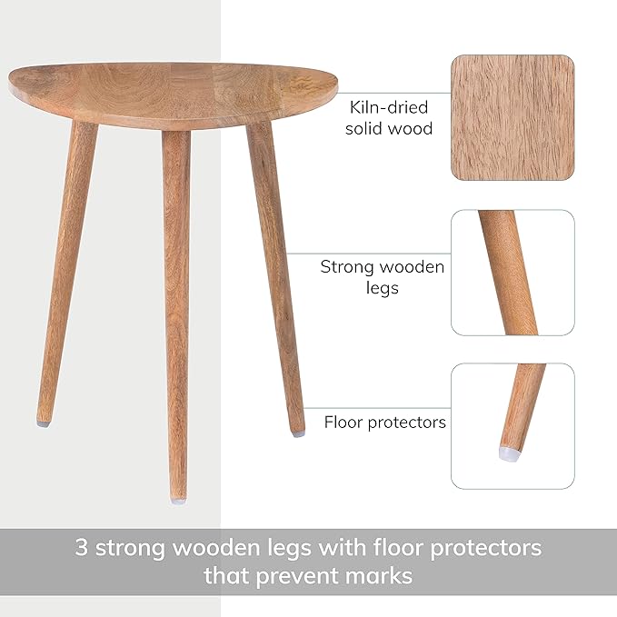 MH London Bond Wooden Triangle End Table - Exclusively Designed Modern Small Side Table. Hand Crafted - Wooden Side Table - Contemporary Design for Small End Tables for Bedroom and Living Room