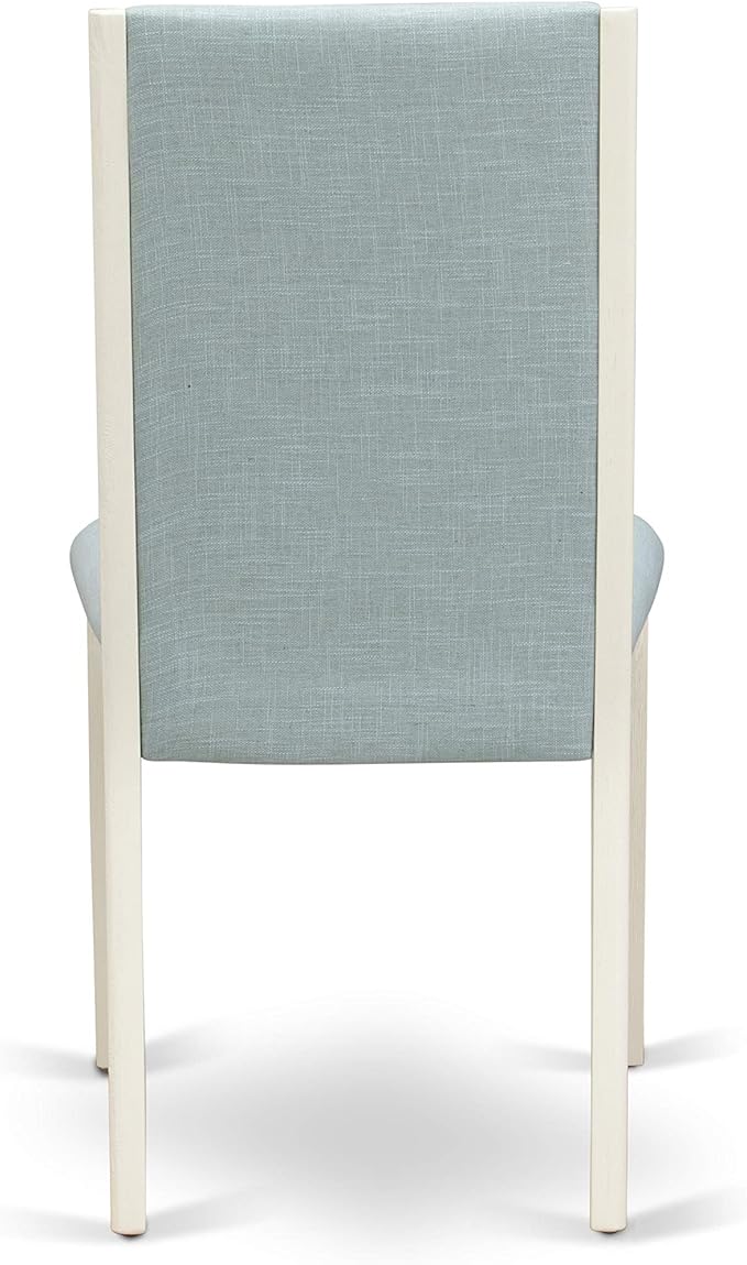 East West Furniture X027LA015-5 5 Piece Dining Room Furniture Set Includes a Rectangle Dining Table with X-Legs and 4 Baby Blue Linen Fabric Upholstered Chairs, 40x72 Inch, Multi-Color