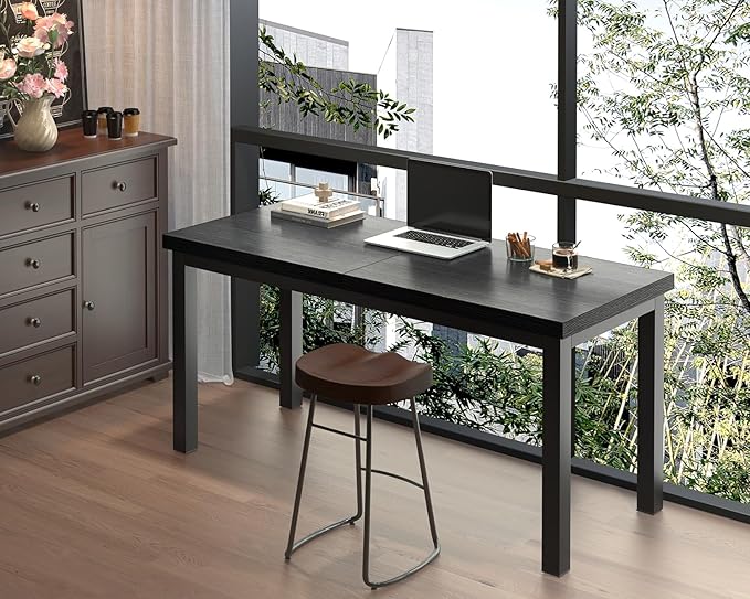 47.2 Inch Small Computer Desk, Home Office Desk, Modern Table for 2 Person Kids Student Gaming Computer Desk, Simple Office Table for Work,Craft,Writing,Studying, Etc., Black.
