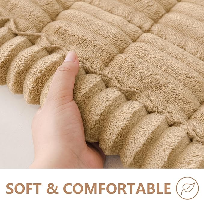 Smiry Couch Cover for Dogs Washable, Non Slip Fuzzy Pet Couch Covers for 3 Cushion Sofa Pet Friendly, Thick Soft Sofa Slipcovers Cushion Protector (Camel, 27.6" x 59")