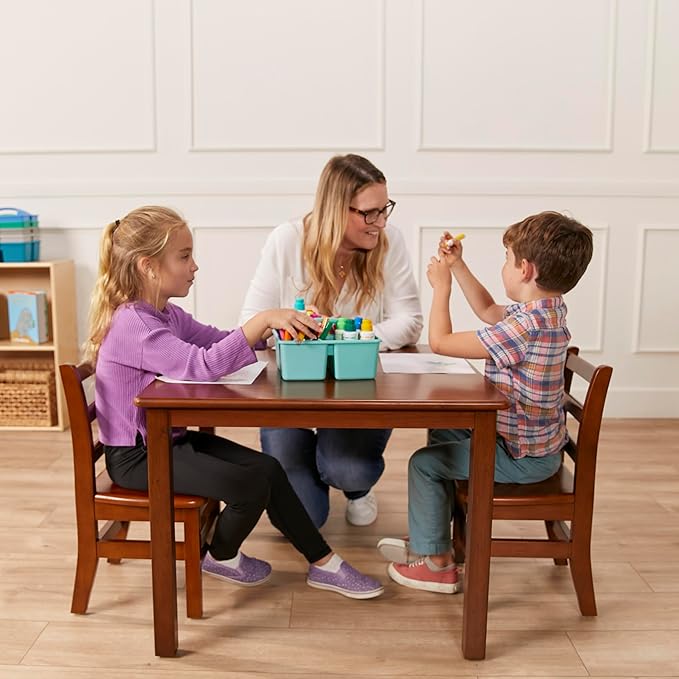 ECR4Kids 30in Square Hardwood Table with 22in Legs, Kids Furniture, Dark Walnut