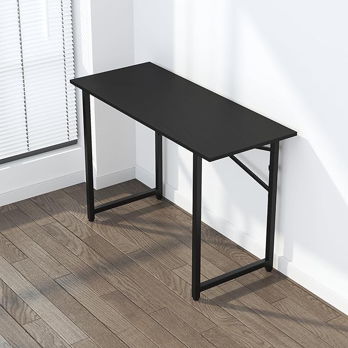 Folding Computer Desk 47 inch Writing Gaming Computer Camping Table, No Assembly Required Home Office Desk, Black