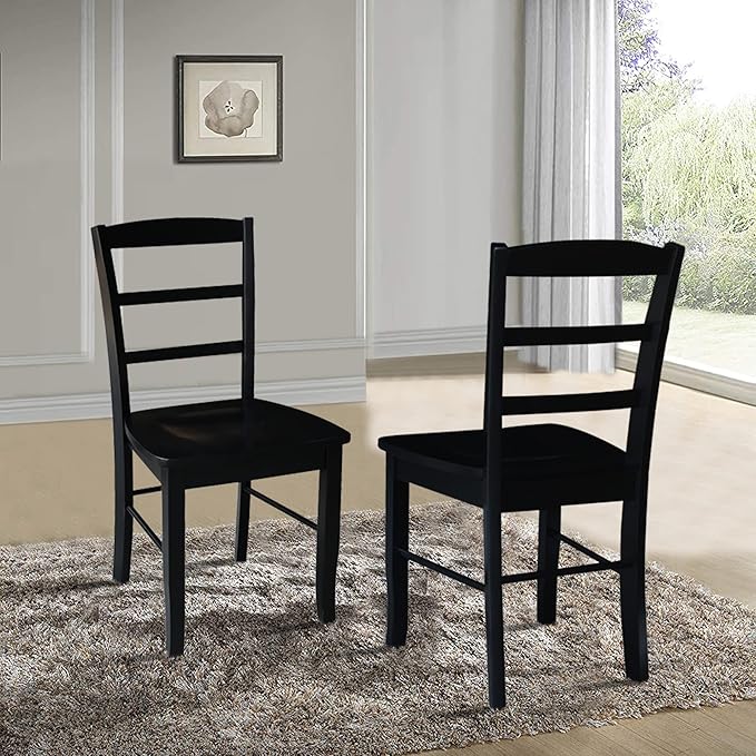 International Concepts Pair of Madrid LadderBack Chairs, Black