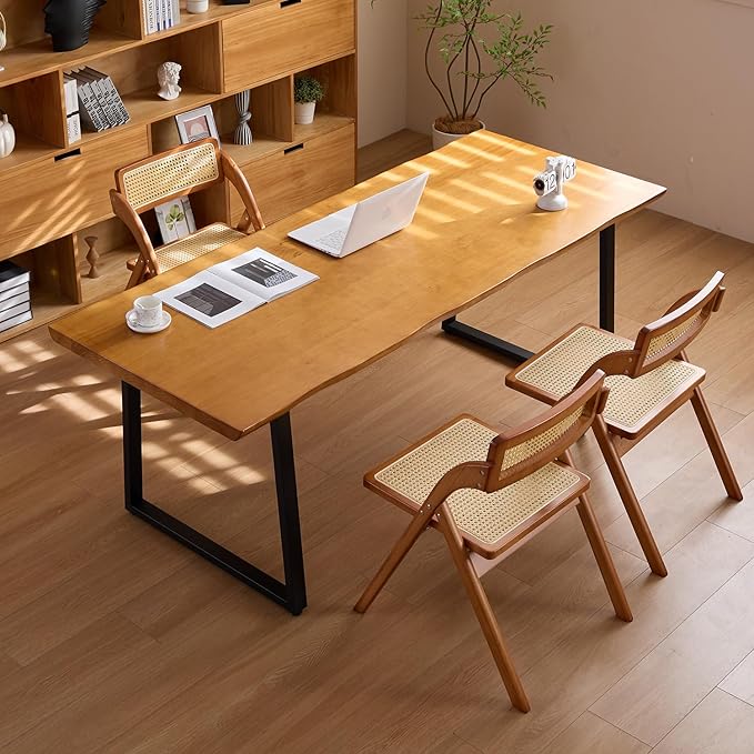 Modern Solid Wood Executive Desk – Spacious and Minimalist Home Office Workstation Perfect for Writing and Professional Use (Light Brown, 62.99in)