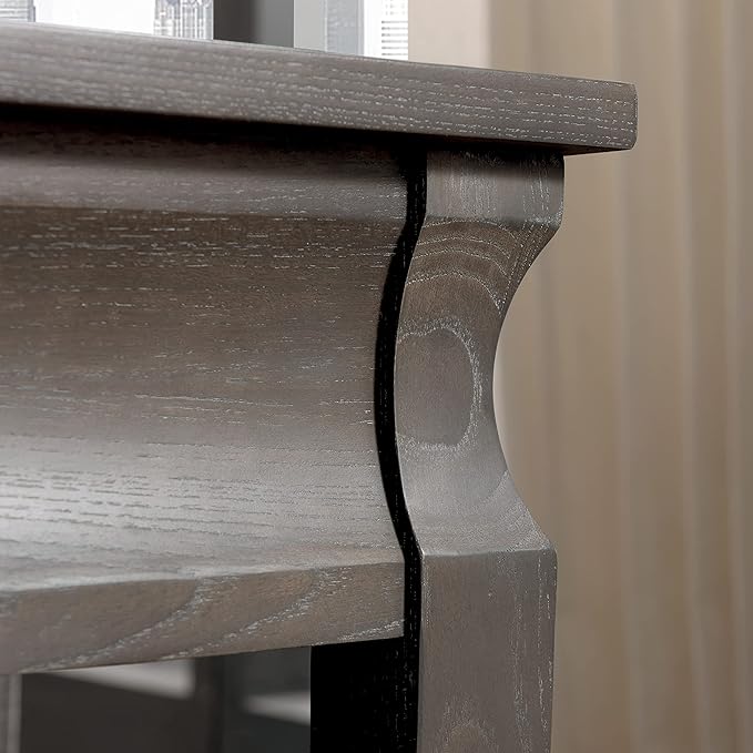 Leick Home Luna End Table, 1 Drawer, Display Shelf, Solid Wood, Easy Assembly, Gray Wash, 24in D x 22in W x 24in H, 11607-GW